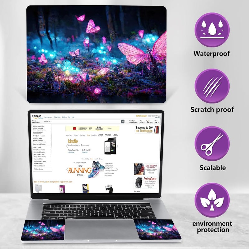 AIMSA Laptop Skin Sticker Decal, 17 17.3 inch Laptop Art Decal Universal Cover, Decorative Stickers Notebook Skin Protector, Fantasy Pink Butterfly - Image 5